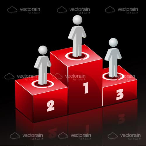 Abstract People on Ranking Podium with 1st, 2nd and 3rd Place